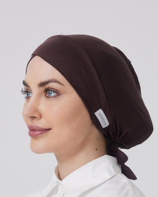 CHOCOLATE BROWN 'Criss Cross Adjustable' Closed Hijab Cap - Twiice Boutique