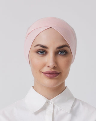 SOFT PINK 'Criss Cross Adjustable' Closed Hijab Cap - Twiice Boutique