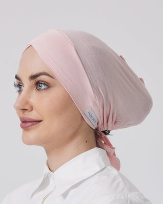 SOFT PINK 'Criss Cross Adjustable' Closed Hijab Cap - Twiice Boutique