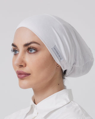 WHITE 'Big Bun Adjustable'' Hijab Cap - Twiice Boutique