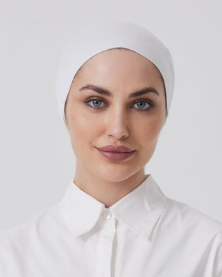 White 'Standard Adjustable' Closed Hijab Cap - Twiice Boutique