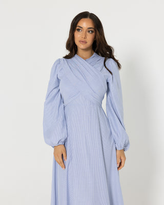 'Sara' A-line Cotton Crossover Maxi Dress