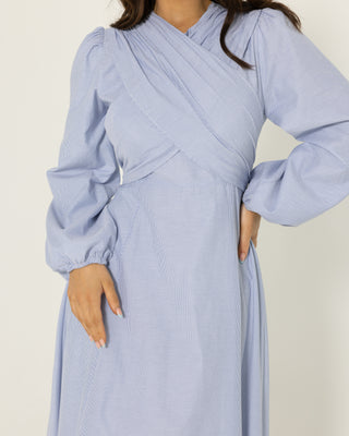 'Sara' A-line Cotton Crossover Maxi Dress