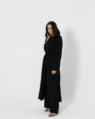 'Aliyah' Black Crinkle Kimono