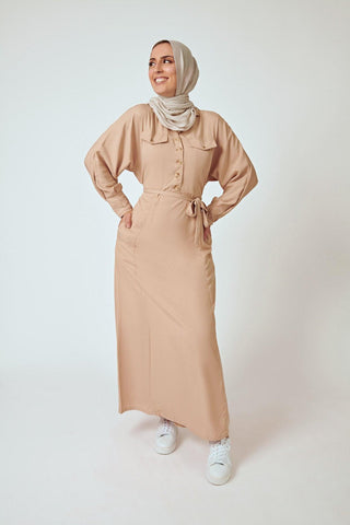 'IMANAH' DRESS -BEIGE (FINAL SALE) (FINAL SALE) - Twiice Boutique
