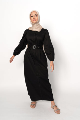 'Go To' Cotton Poplin Maxi Dress - Black - Twiice Boutique