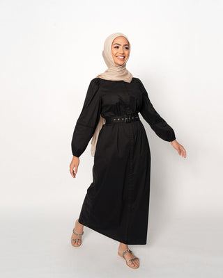 'Go To' Cotton Poplin Maxi Dress - Black - Twiice Boutique