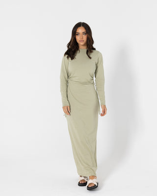 'On The Go' Ruched Maxi Dress - Sage