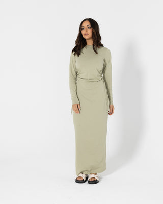 'On The Go' Ruched Maxi Dress - Sage