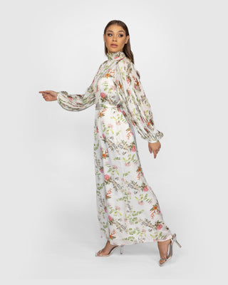 'Azalea' Maxi Dress- Floral Satin (FINAL SALE) - Twiice Boutique