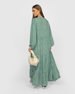 'Sophie' Maxi Smock Dress - Green Floral - Twiice Boutique
