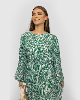 'Sophie' Maxi Smock Dress - Green Floral - Twiice Boutique