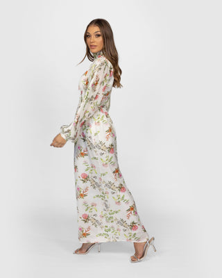 'Azalea' Maxi Dress- Floral Satin (FINAL SALE) - Twiice Boutique