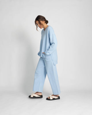 'Isla' Knit Pant - Baby Blue - Twiice Boutique