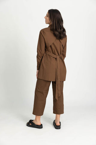 'Staple' Brown Poplin Ankle Pant - Twiice Boutique