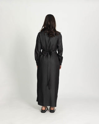 'Shylah' Black Denim Wrap Dress (FINAL SALE) - Twiice Boutique
