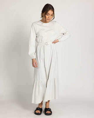 'Yasmina' Smock Jersey Dress- Grey - Twiice Boutique