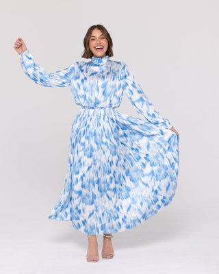 'KIRA' Pleated Satin Maxi Dress - Twiice Boutique
