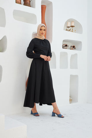 'Elenor' Black Cotton Dress