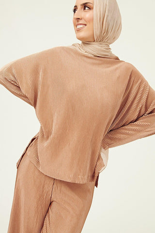 'FAIZA' Top - Bronze Ribbed (FINAL SALE) - Twiice Boutique