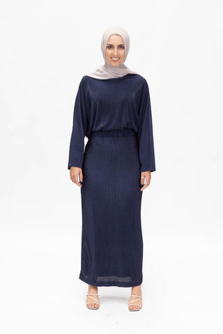 'FAIZA' Skirt - Navy Ribbed (FINAL SALE) - Twiice Boutique