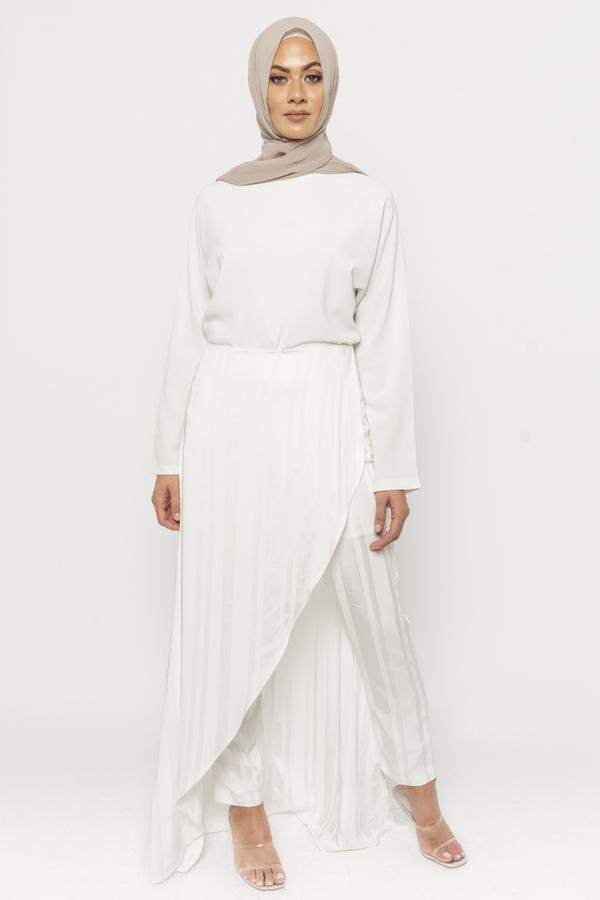 Hana white stripe overlay pants
