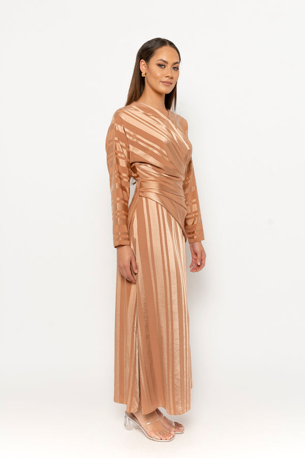 Dana dress bronze stripe