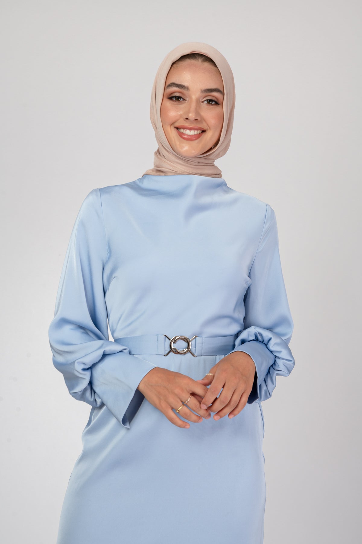 'Sky is the Limit' Satin Dress - Blue