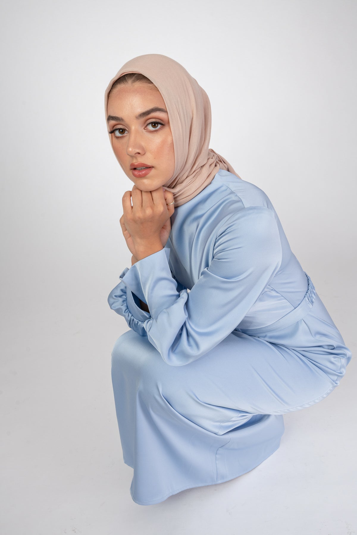 'Sky is the Limit' Satin Dress - Blue