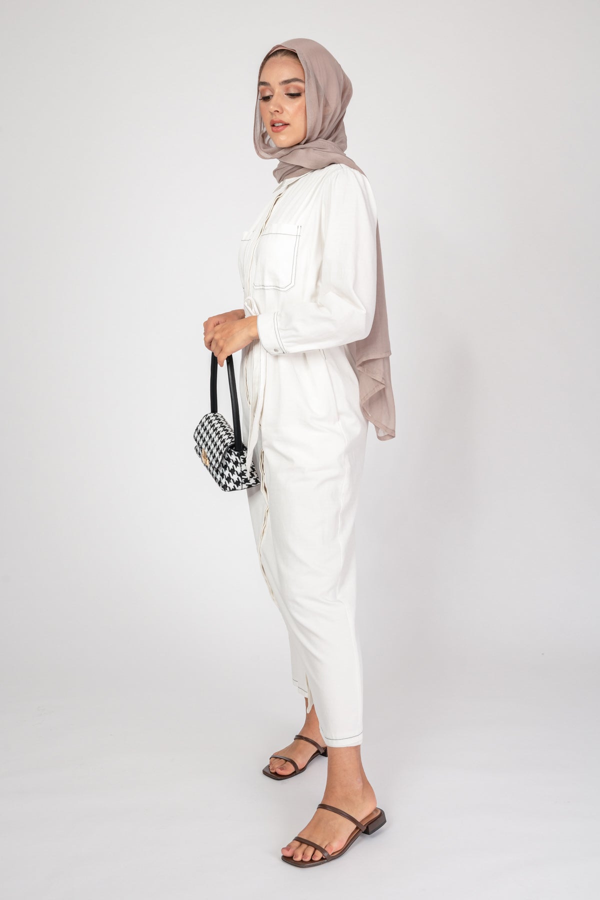 'Reclaim' Contrast Stitch Denim Shirt Dress