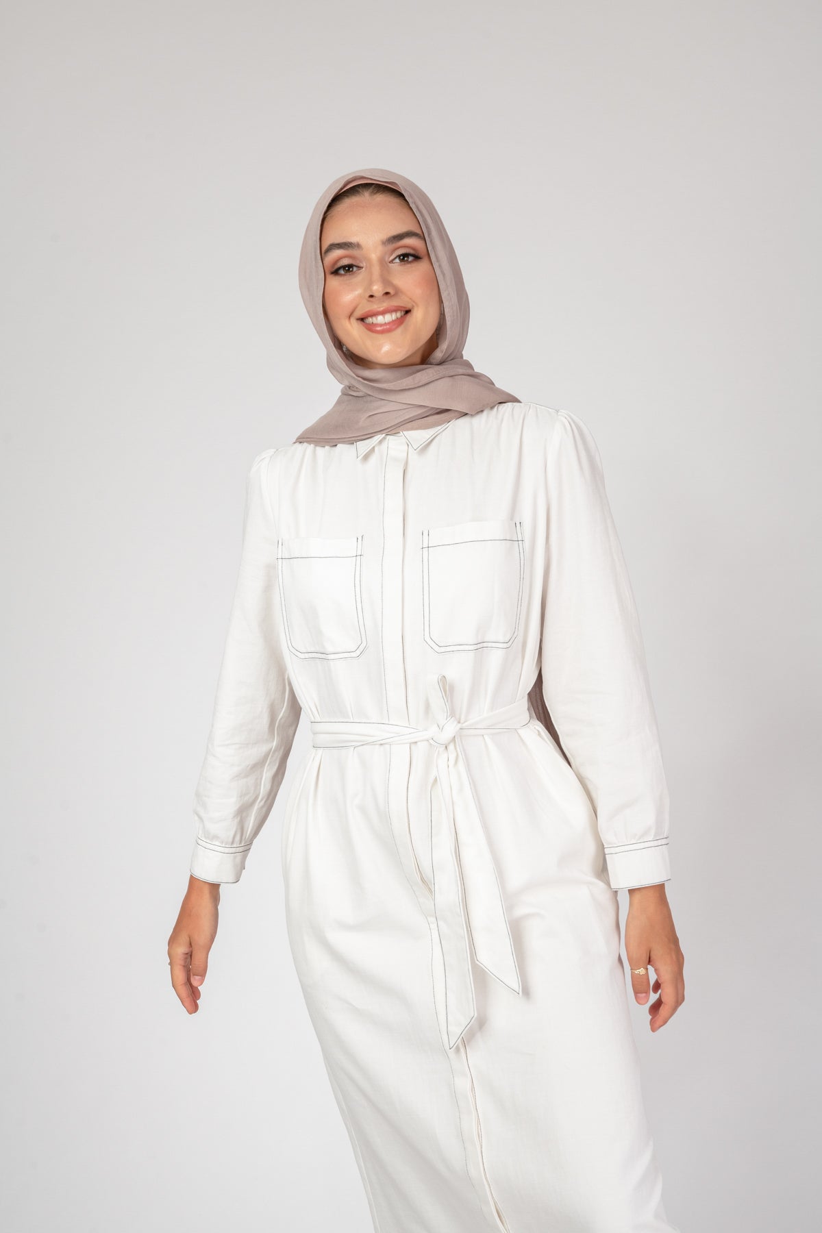 'Reclaim' Contrast Stitch Denim Shirt Dress