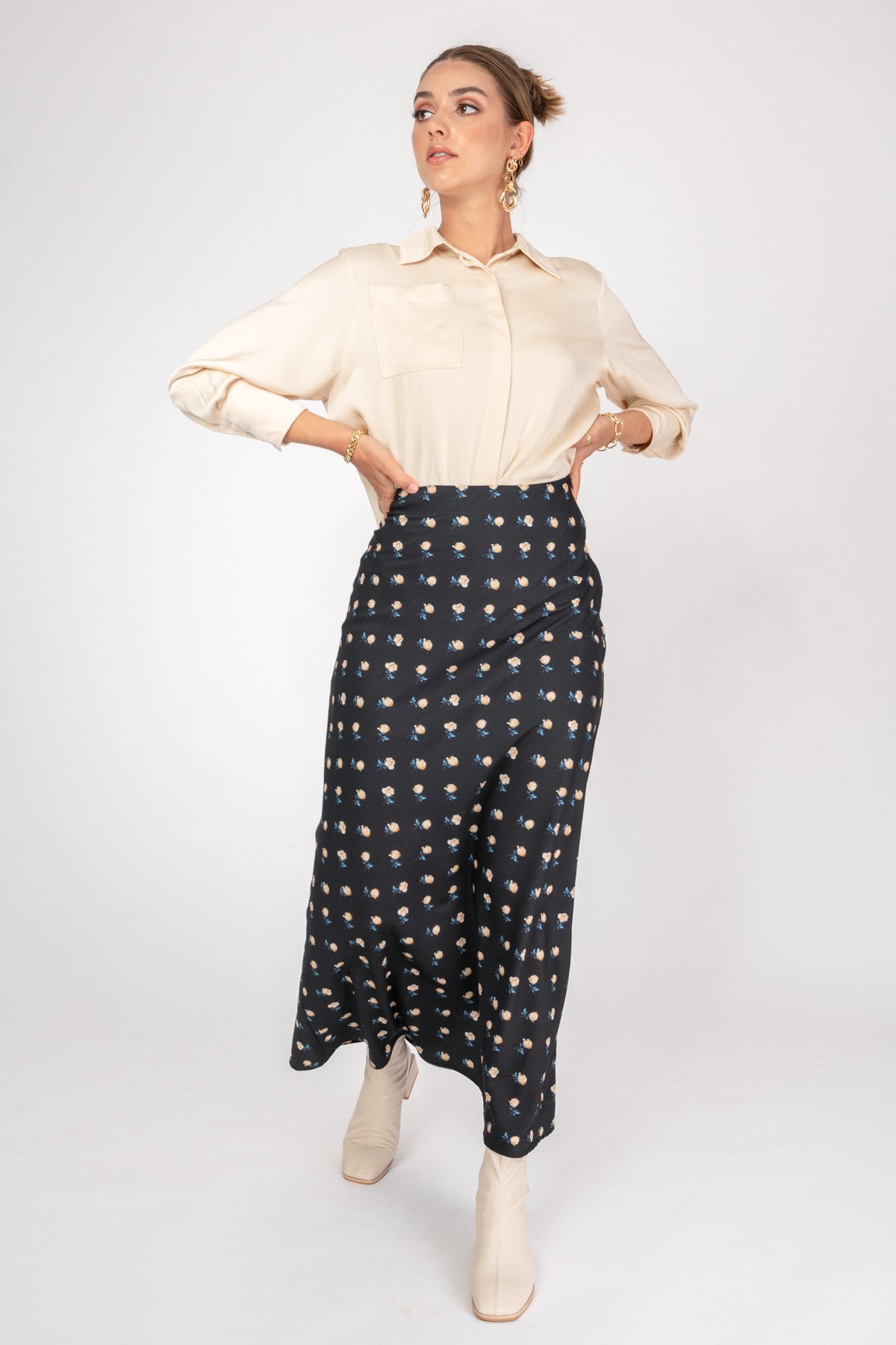 'Own it' Floral Skirt - Rose Print