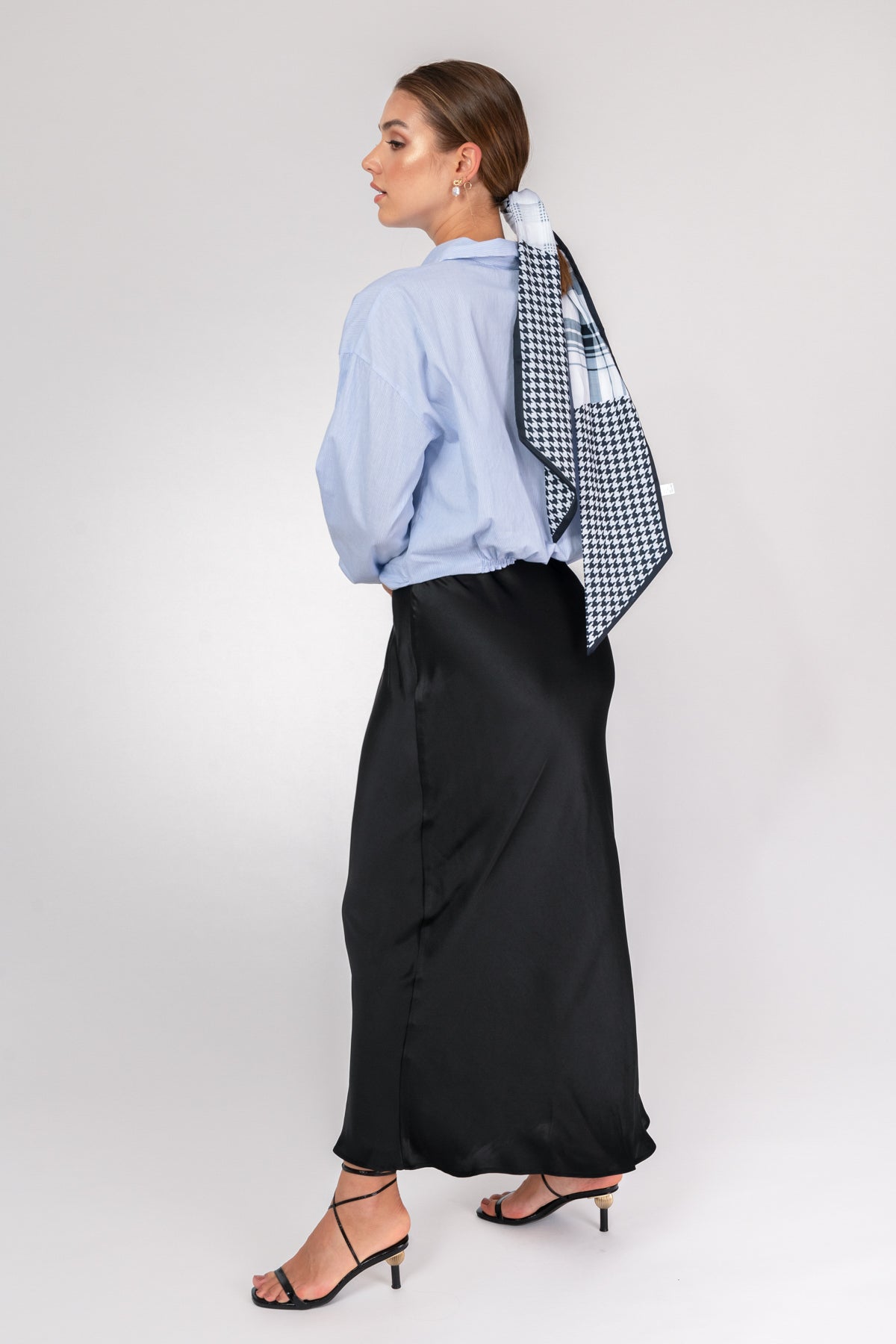 'Maria' Satin Maxi Skirt - Black